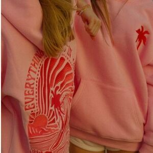 Pink Palm Puff " Everything Comes in Waves"  Women's Hoodie